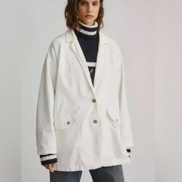 Anthropologie Pilcro Oversized Corduroy Blazer Size XS-M Ivory Cream Read Sizing - Picture 2 of 11